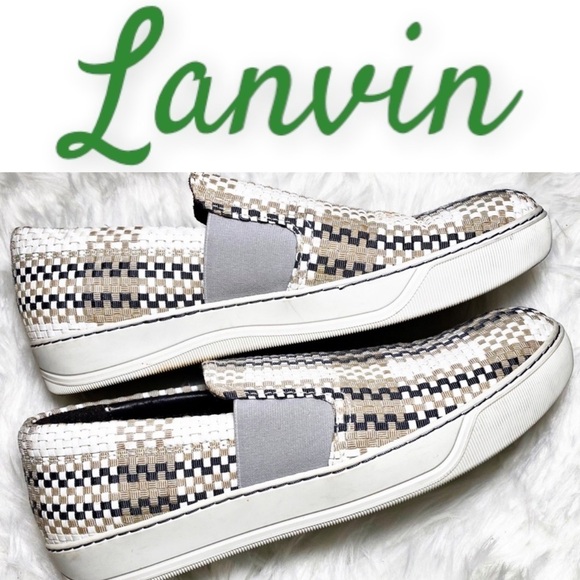 LANVIN Basket Weave Leather Slip On Loafer Sneaker, Size 9 - Picture 1 of 9